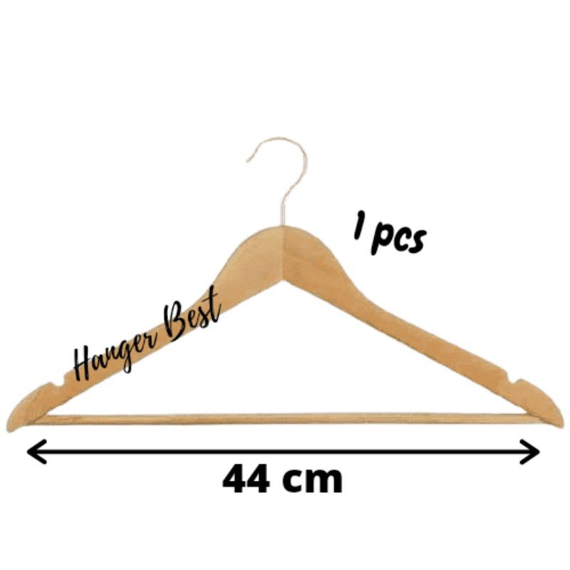 Hanger Kayu Palang Dewasa (Wood) warna Natural / Gantungan Baju