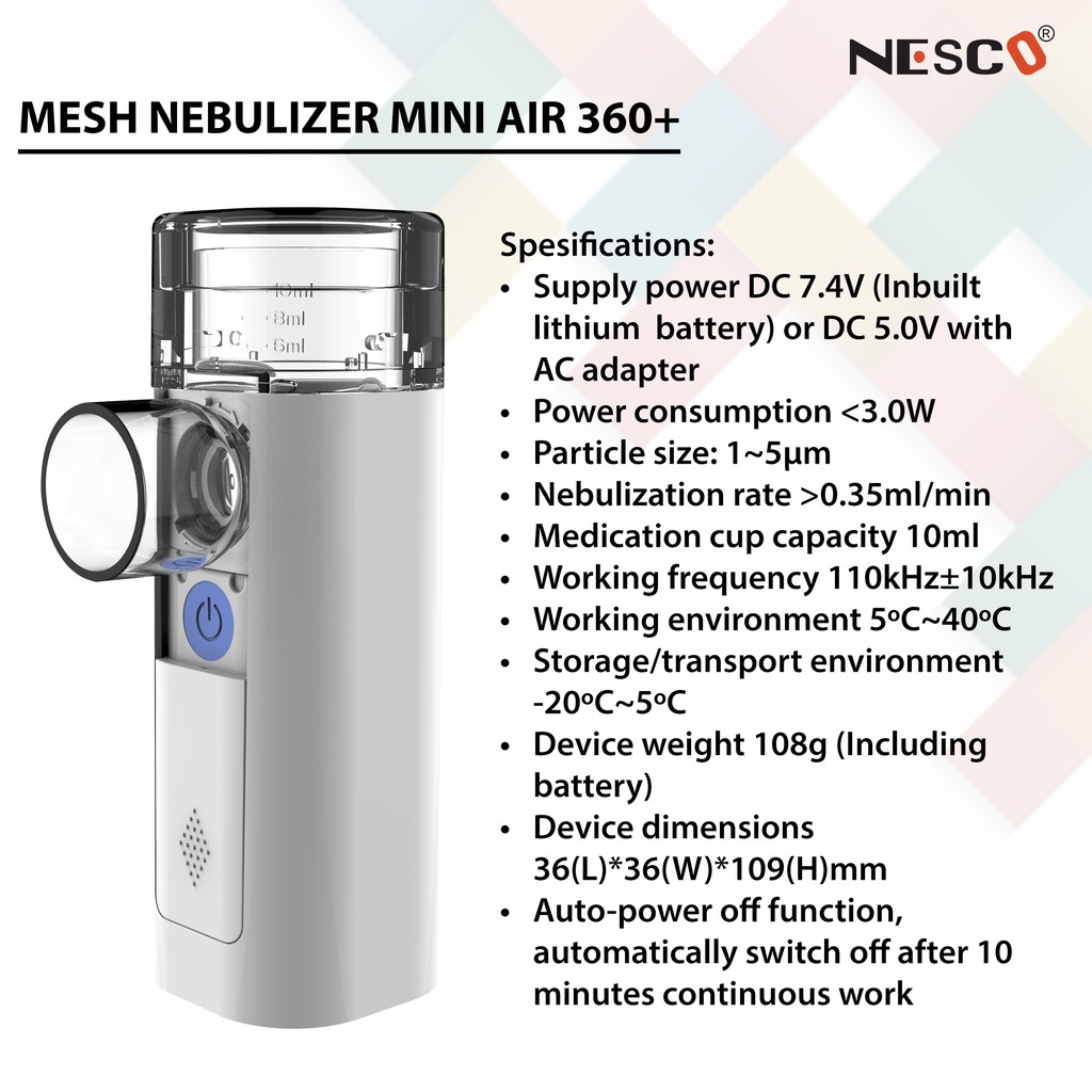 Nesco Mesh Nebulizer Feelife (Portable Type) / Alat Uap Bantu Pernafasan Asma