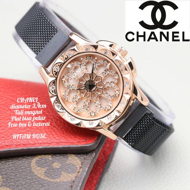 JAM WANITA CHANEL PLAT PUTAR RANTAI MAGNET