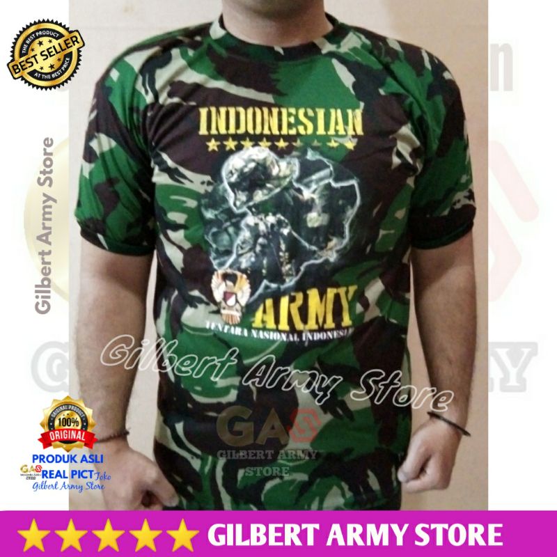 Grosir Kaos Tshirt Loreng  nkri malvinas Hitam Abu Army Gambar Tni Senapan Serbu Gilbert Army Store