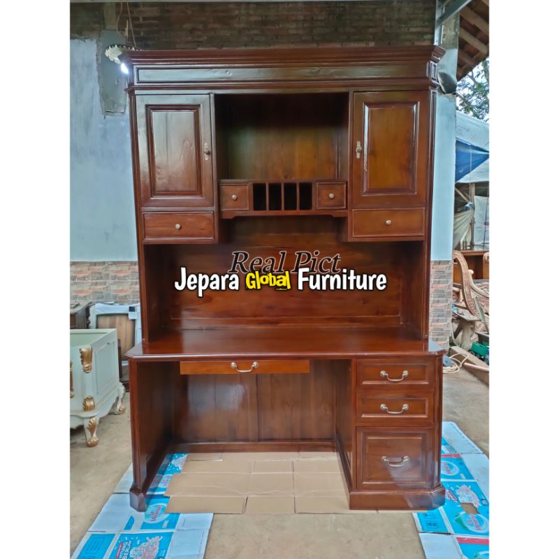 Meja belajar Anak Jati & Rak cabinet ( meja belajar minimalis,bufet Jati,lemari buku jati )