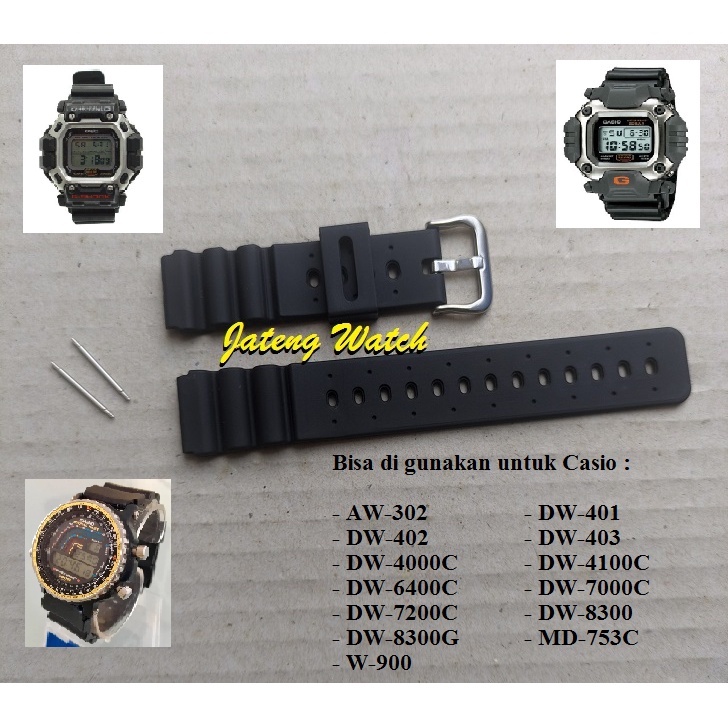 Tali Stau Strap Rubber Untuk Casio DW-6400C DW-8300 DW-401 DW-402 DW-403 AW-302 DW-4000C DW-7000C DW