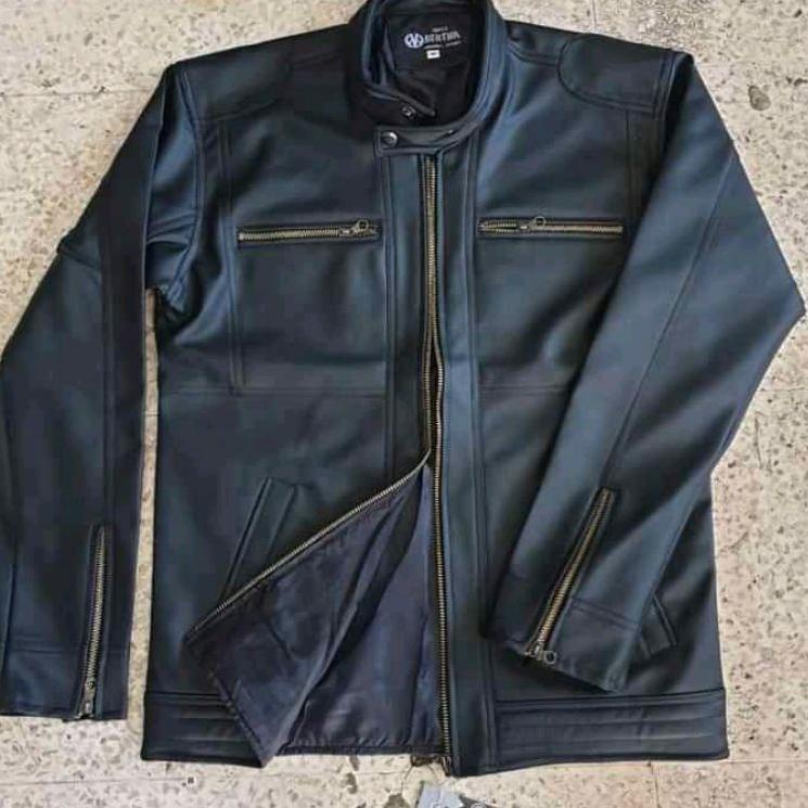 [KODE PCQ7U] Jaket Kulit Semi Pria Model Jaket Kulit Asli Model Mandarin Jaket Casual Pria Model Sli