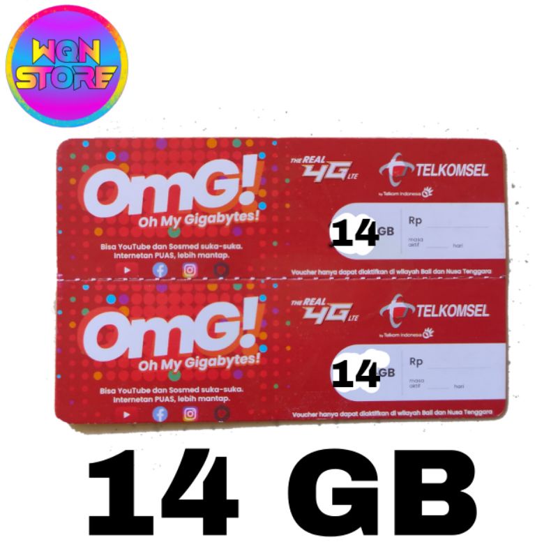 Voucher Internet Telkomsel 14GB As/Simpati/Loop Jaringan 24JAM