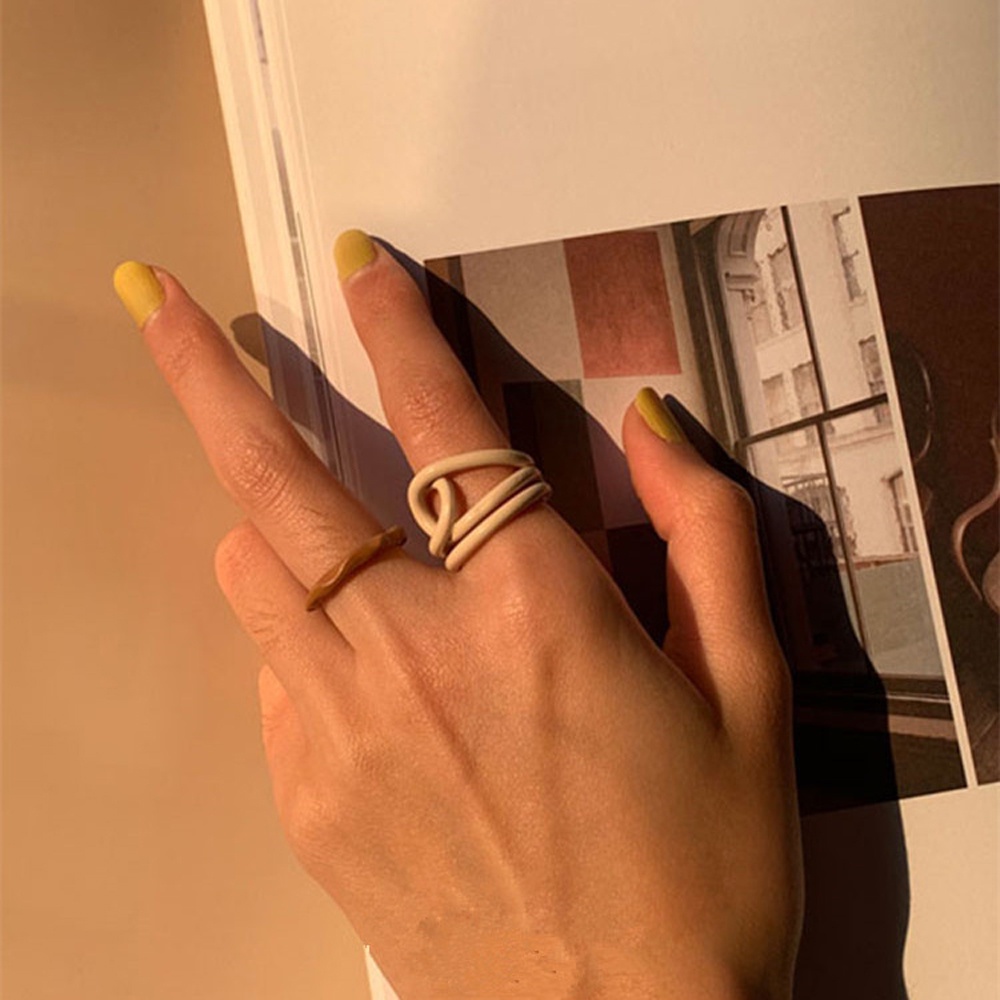 Needway  Geometric Finger Ring Hollow Cross Knot Open Rings Women Trendy Elegant Cool Drip Glaze Girls Fashion Jewelry