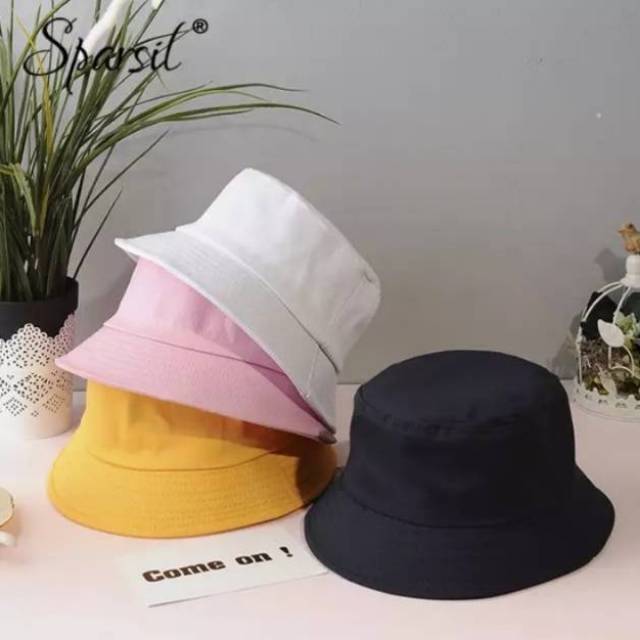 Topi Bucket Hat Polos Dewasa Bahan Drill