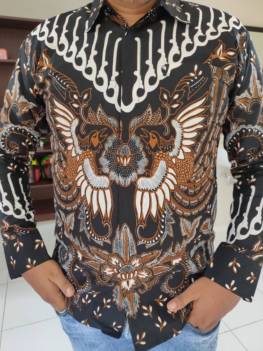 Batik Solo Kemeja Batik Solo Lengan Panjang Lapis Furing Parang Cendono Sogan Florist Produsen Ori