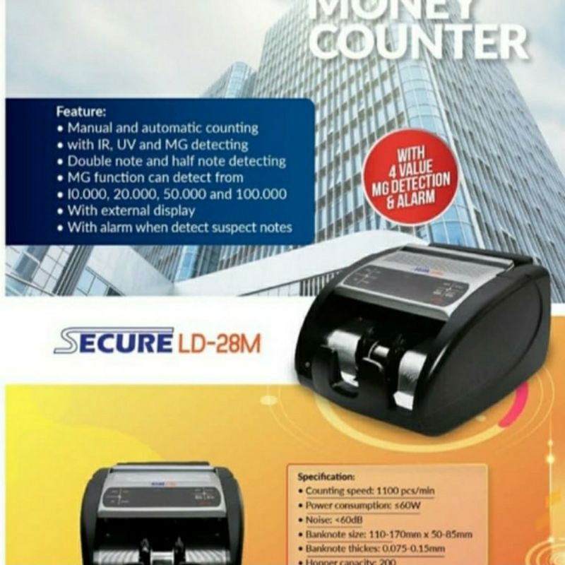 SECURE LD28M ORIGINAL / Money Counter Detector / Mesin Hitung Uang LD-28M