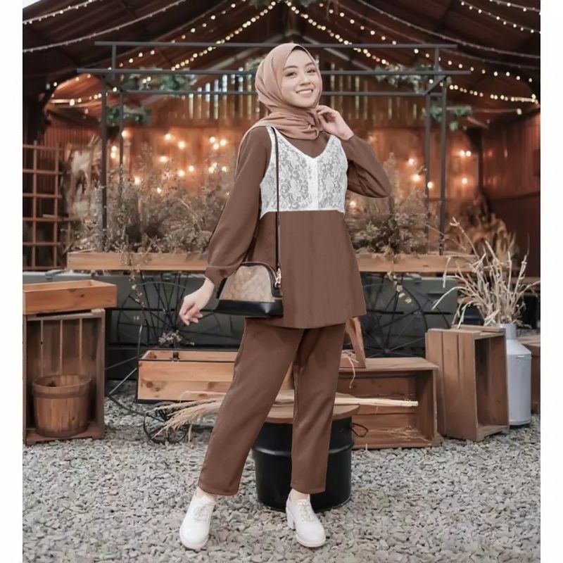 Setelan celana rompi wanita // Felisaa one set mix rompi