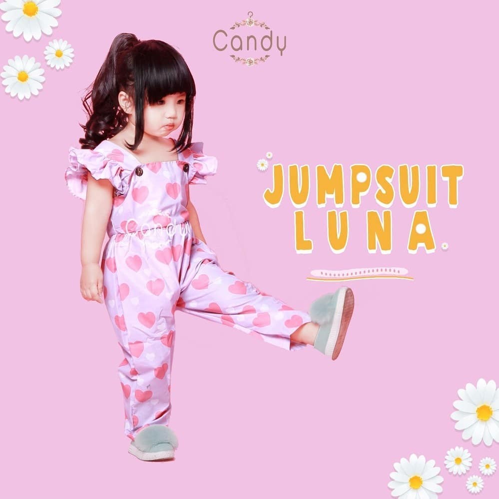 JUMPSUIT ANAK PEREMPUAN CANDY LUNA MOTIF LUCU USIA 1-4 TAHUN