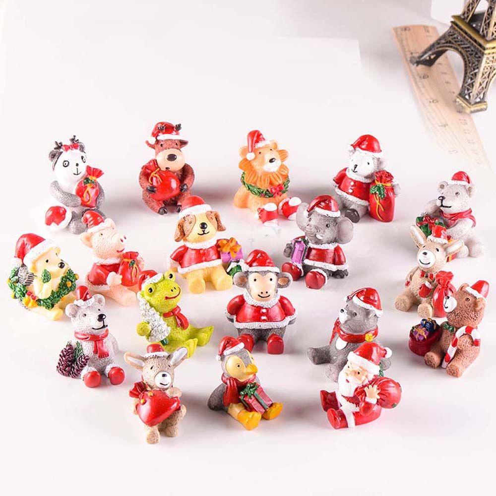 Agustina Mikro Lanskap Lucu Kerajinan Resin Xmas Rusa Panda Peri Taman Ornamen