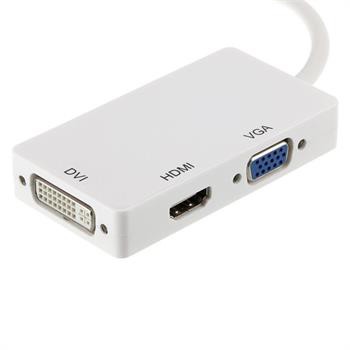 Mini Display Port to DVI VGA HDMI Adapter Cable 3 in 1 DP Thunderbolt Displayport