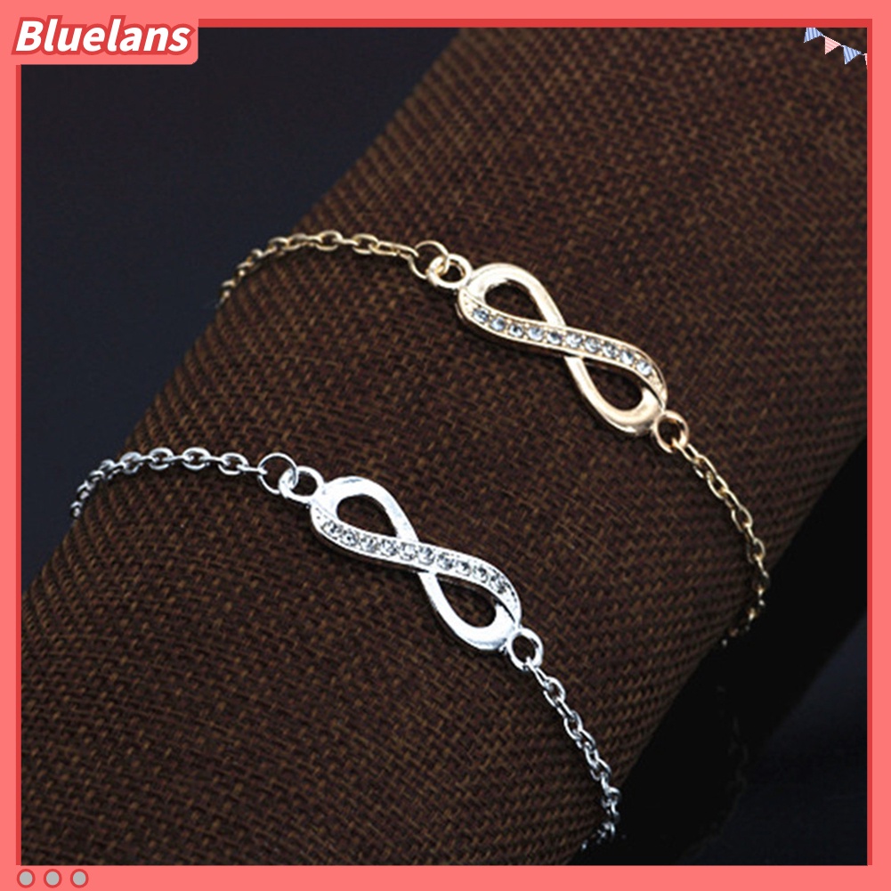 Bluelans Women Simple Infinite Love Rhinestone 8Shape Pendant Thin Chain Bracelet Jewelry