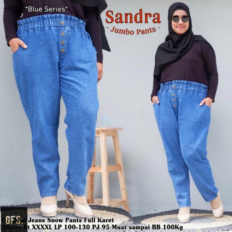 LIZZA BAGGY | Baggy Pants Sandra Jumbo | Muat Sampai Bb 100 Kg | Celana Jeans Super Jumbo | Bahan Denim