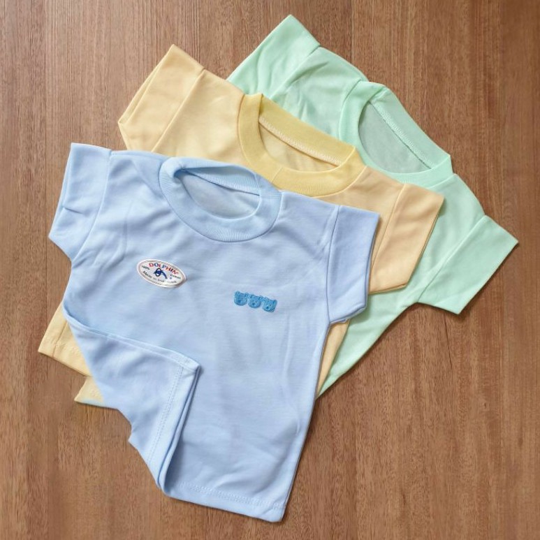 3 Pcs Oblong Lengan Pendek Dolphin / Tisuka- Baju Bayi - Oblong Atasan Bayi - Mix 3 Warna