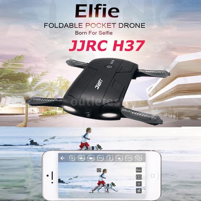 JJRC H37 Baby ELFIE Foldable Drone WIFI Altitude Hold 720 HD Camera - Hitam