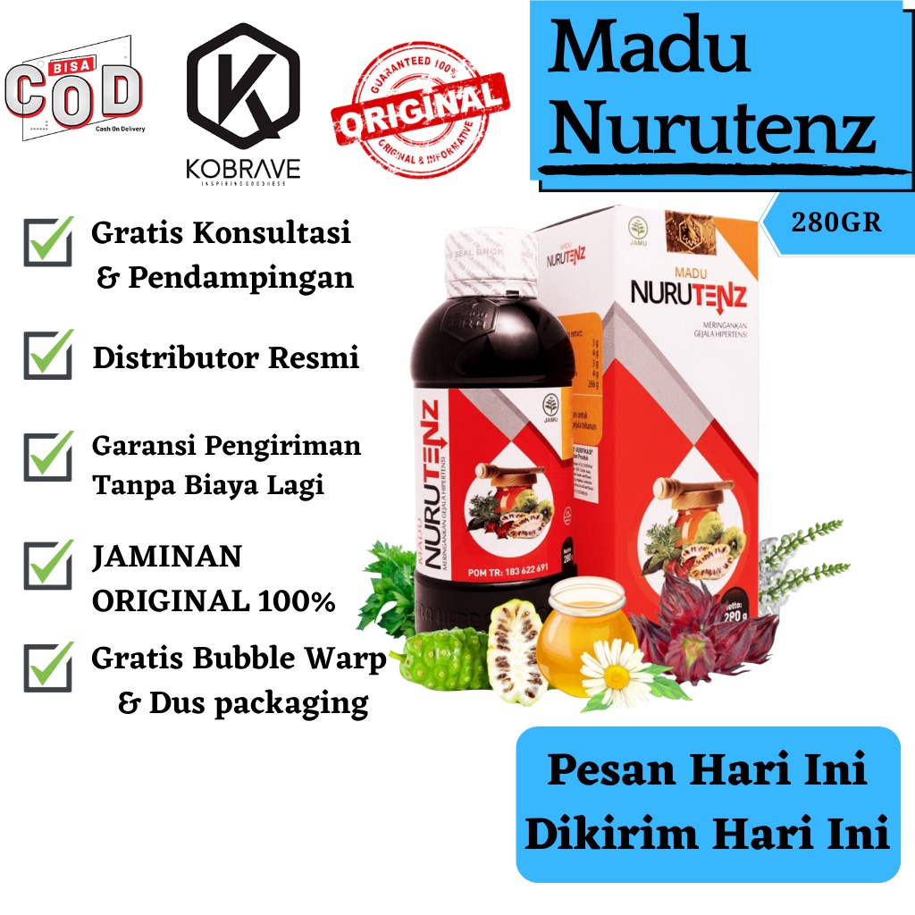 Madu NURUTENZ ASLI Obat Herbal Penurun Tekanan Darah Tinggi Hipertensi Jantung Madu Nurutens