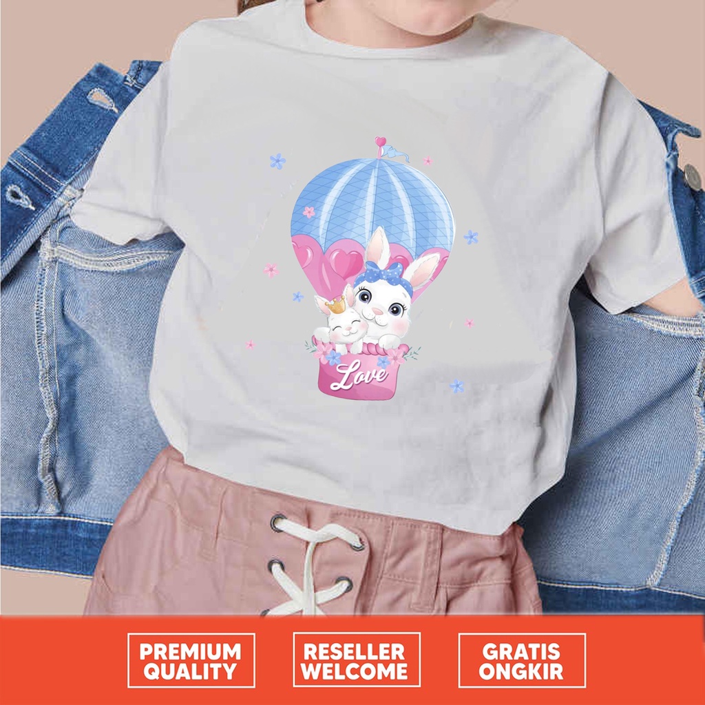 [KAOS] pakaian anak motif cute cat on the air ballons cotton combed best quality murah