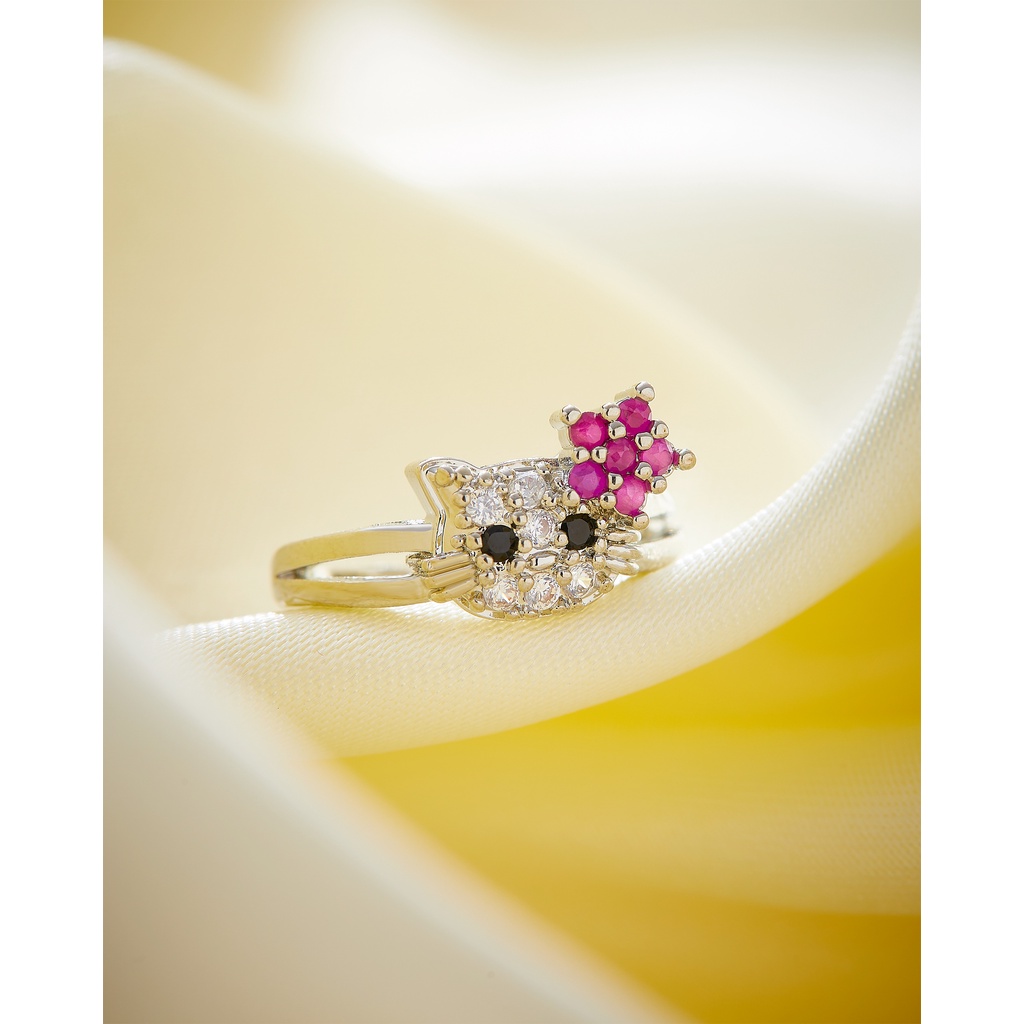 Agate 42J Cincin Titanium Anak Anak Emas Perempuan Laki Laki Insial Kupu Gambar Love Anti Karat Keci