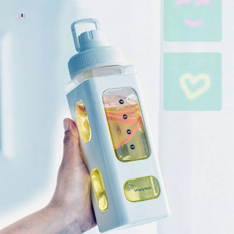 Botol Minum Air Segi 900ml Botol Minum Food Grade Drinking Water Bottle Botol Minum Penanda Liter Botol Unik