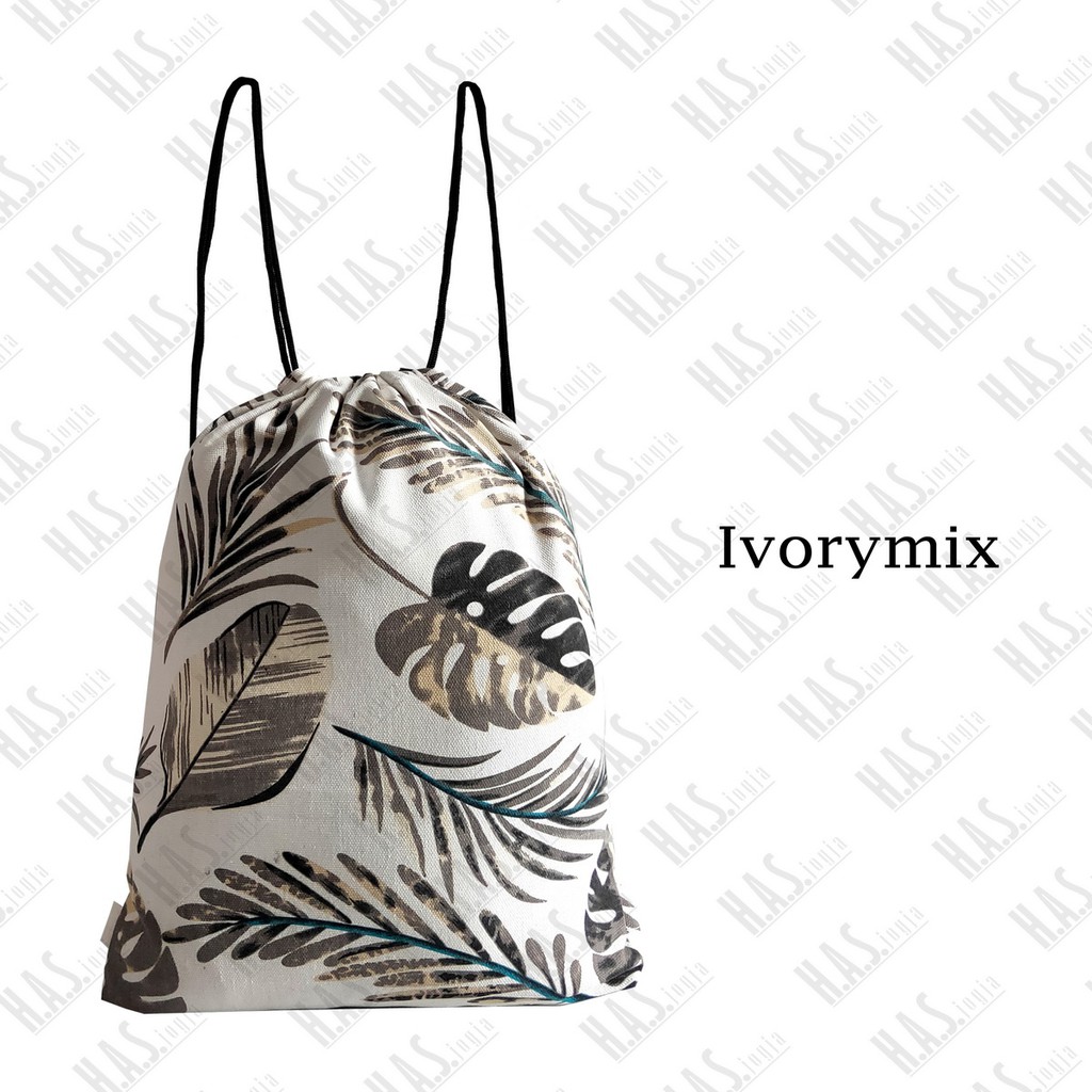 [LIMITED] TAS SERUT DRAWSTRING BAG STRING BAG STRINGBAG BAHAN KANVAS TEBAL MOTIF IVORYMIX