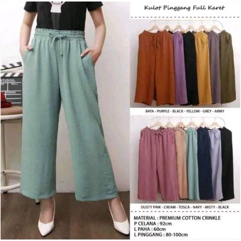 LOOSE PANTS CULLOTE CELANA PANJANG SANTAI KULOT CRINKLE WANITA