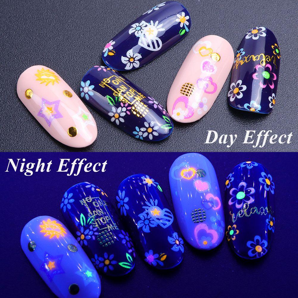 R-flower Nail Stiker Perekat Decal DIY Desain Akrilik Kupu-Kupu Warna-Warni