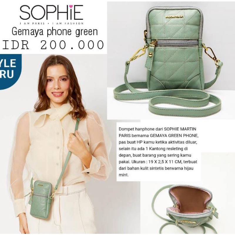 DOMPET WANITA GEMAYA GREEN PHONE W2363G2 SOPHIE MARTIN PARIS PROMO TAS HP TERBARU 2021