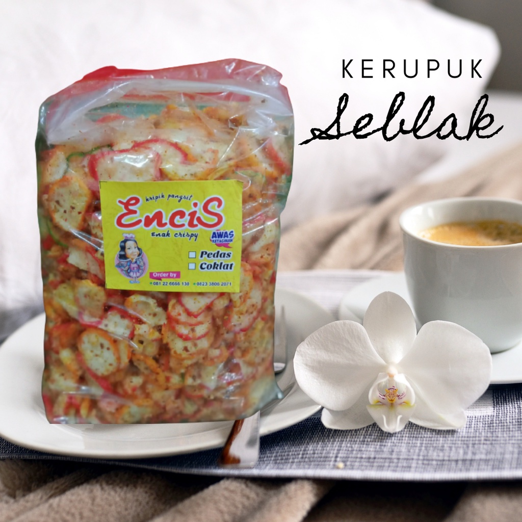 

Encis Makanan Ringan Keripik Kripik Kerupuk Seblak Pedas 200 gram