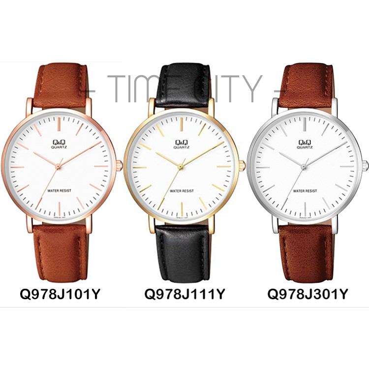 QQ ORIGINAL Q&amp;Q ORI QNQ SERIES  Q978J - Leather series ready stock semua Jam Tangan Kulit Formal