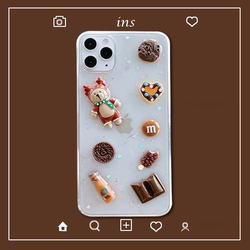 Chocolate Bear 3D Case iPhone Oppo Vivo Xiaomi Samsung Realme XT X C3 S20 A71 A51 A31 Y95 A31 Reno 3