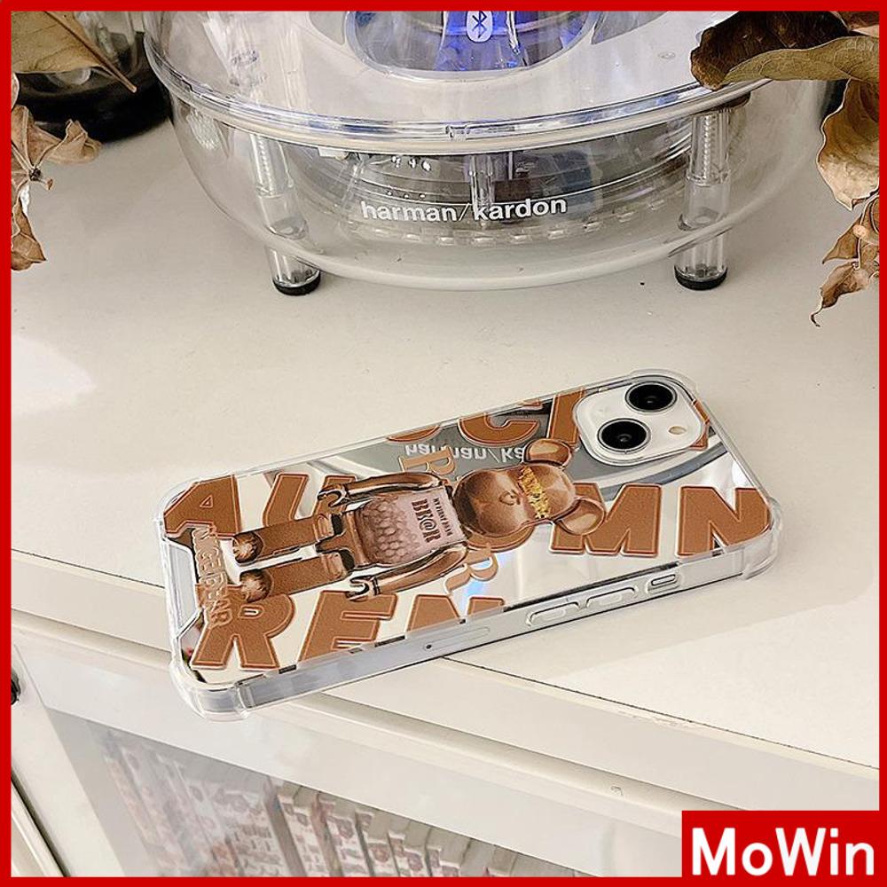 iPhone Case Luxury Acrylic Mirror Airbag Shockproof Protection Camera Brown Bear Compatible For iPhone 11 Pro Max 13 Pro Max 12 Pro Max 7Plus XS Max