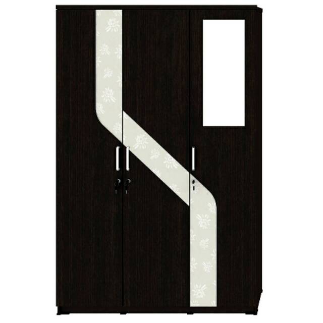 Lemari Pakaian 3 Pintu Kaca Luar Activ Spin LP 332