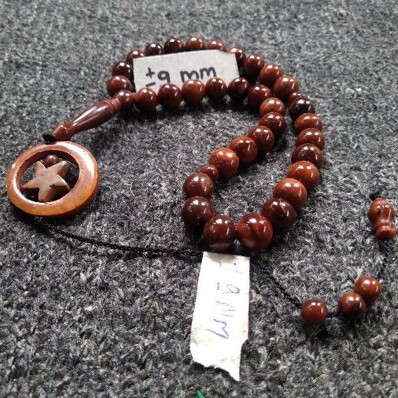 tasbih kokka bulat ± 9 mm ( 9mm ) 33 butir bulan bintang