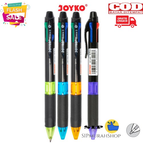 (COD) Pulpen Joyko BP-288 Quaco 3 / Ball Pen Pena 0.7mm 4 Warna Colors 1 Pcs