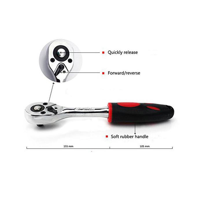 Wow 46 Pcs Socket Set 1/4" Tool Kit Alat Perbaikan Mobil Dan Motor Diskon