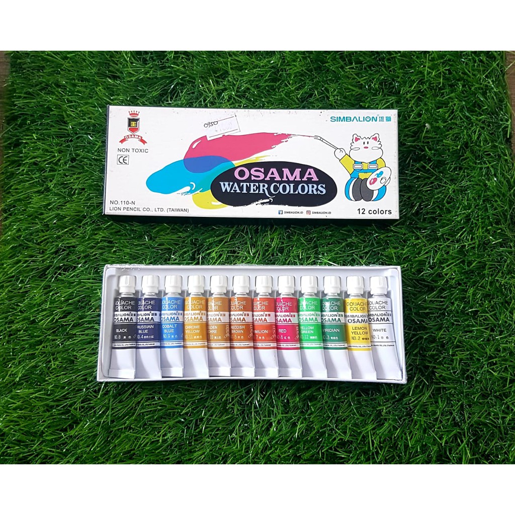 

CAT AIR WATER COLOR OSAMA 12 WARNA NON TOXIC MURAH