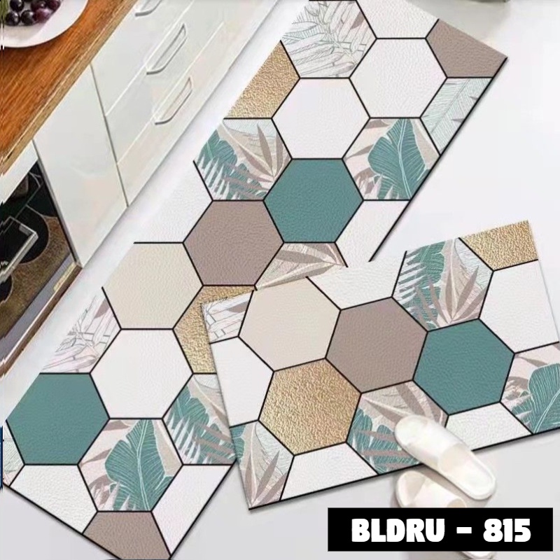 FLEUR-ID - 1 SET PREMIUM BLUDRU (40*60 CM & 40*120 CM) KESET DAPUR LEMBUT ANTI SLIP-BLDRU - 815