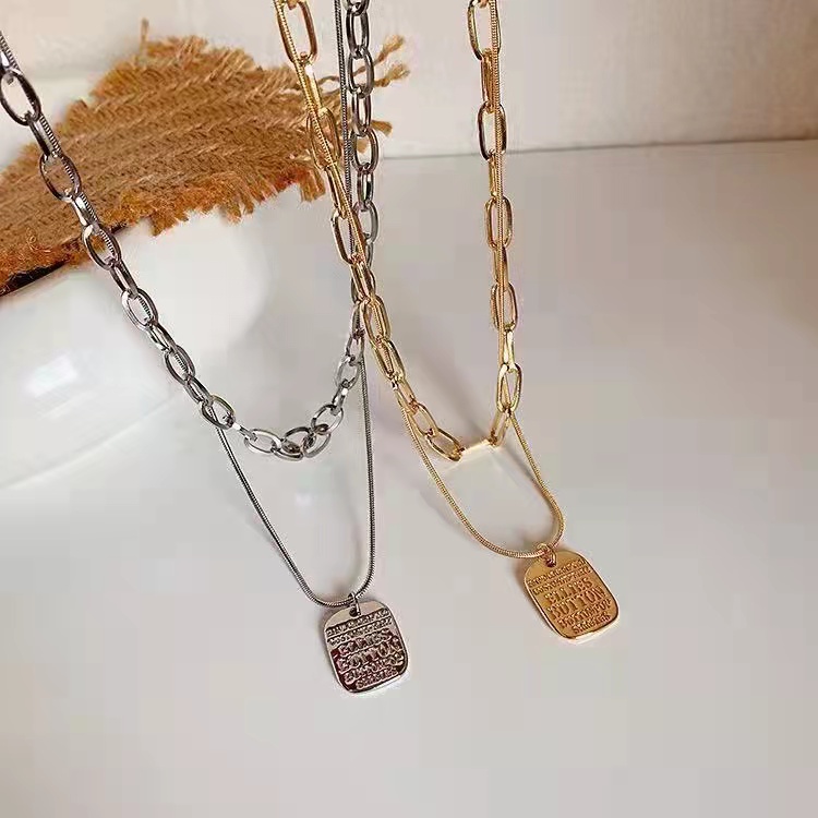 (Hello Girl) ZX02 Fashion Kalung Multi-layer  Necklace Pendant Kombinasi Wanita Import