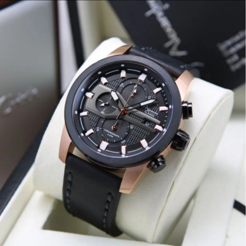 Jam Tangan Alexandre Christie AC 6562 Pria / AC6562 M Black Rosegold Original