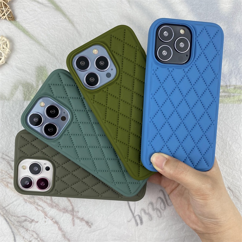 Soft Case Silikon Motif Jarum Pinus Belah Ketupat Hijau Untuk IPhone X XR XS MAX 11 12 13 Pro MAX