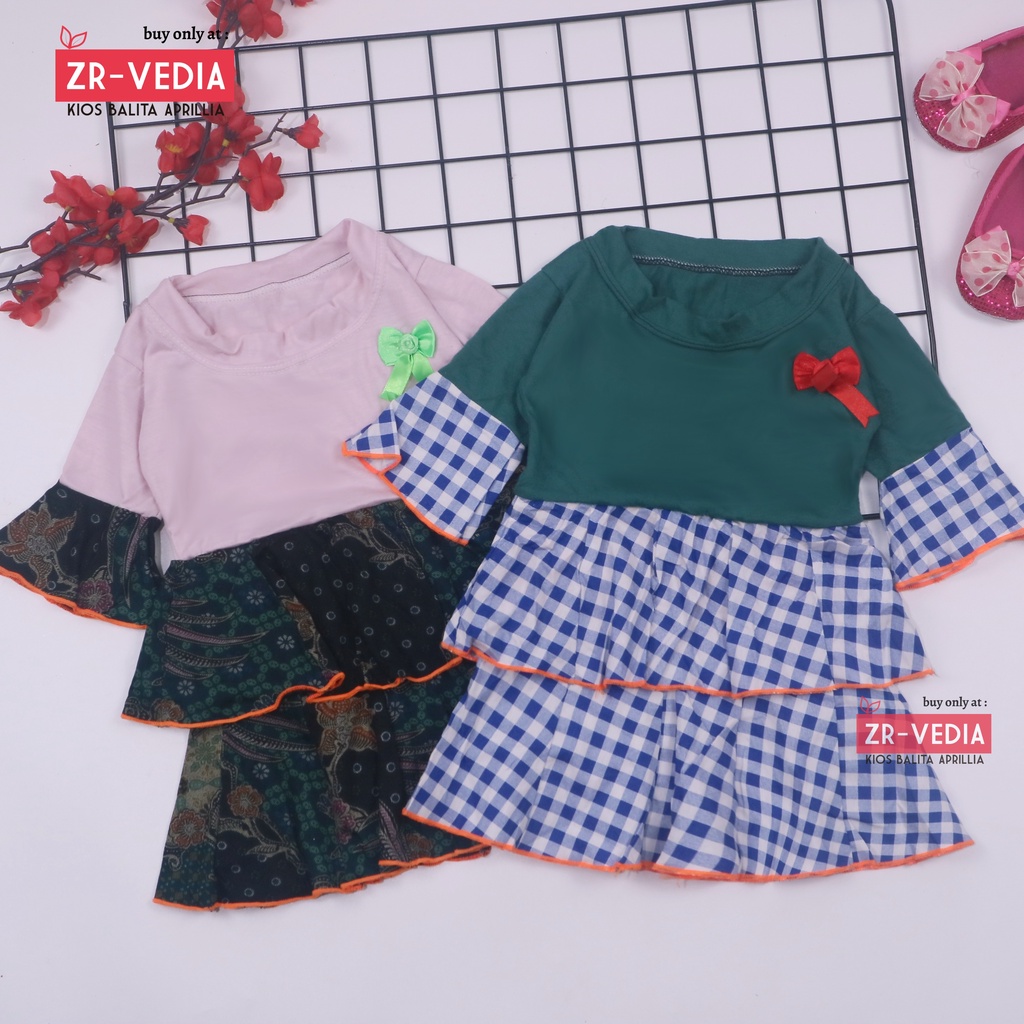 Dress Syifa uk Bayi - 2 Tahun / Dres Lengan Panjang Murah Baju Baby Perempuan Gaun Pesta Grosir