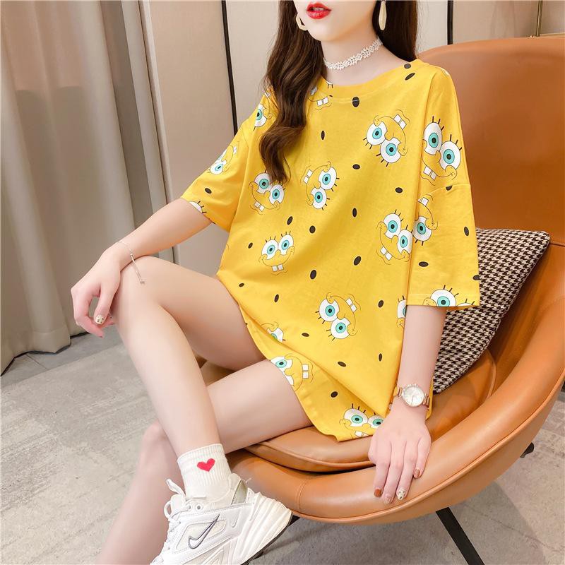 KI127 • Kaos Oversize Import • Spongebob • Oversized Tee • Atasan Bigsize Tshirt • Fashion Wanita