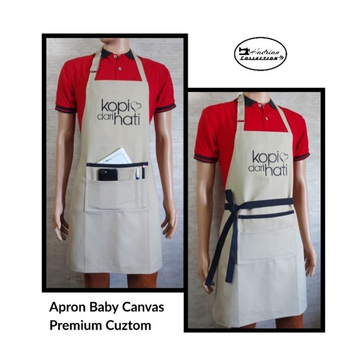 Celemek Apron Barista Kitchen Waitres Canvas Cuztom Qualitas premium -  free bordir logo