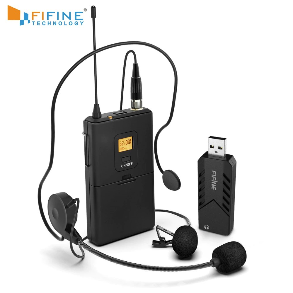 Fifine Wireless Lavalier Microphone For Pc Mac With Usb Receiver Free Your Hands For Interview Shopee Indonesia