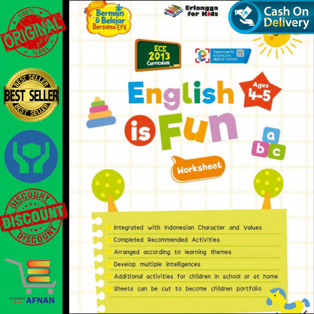 BUKU ANAK - BUKU PAUD - BUKU ANAK TK - ENGLISH IS FUN AGES 4-5 - ORIGINAL - ERLANGGA