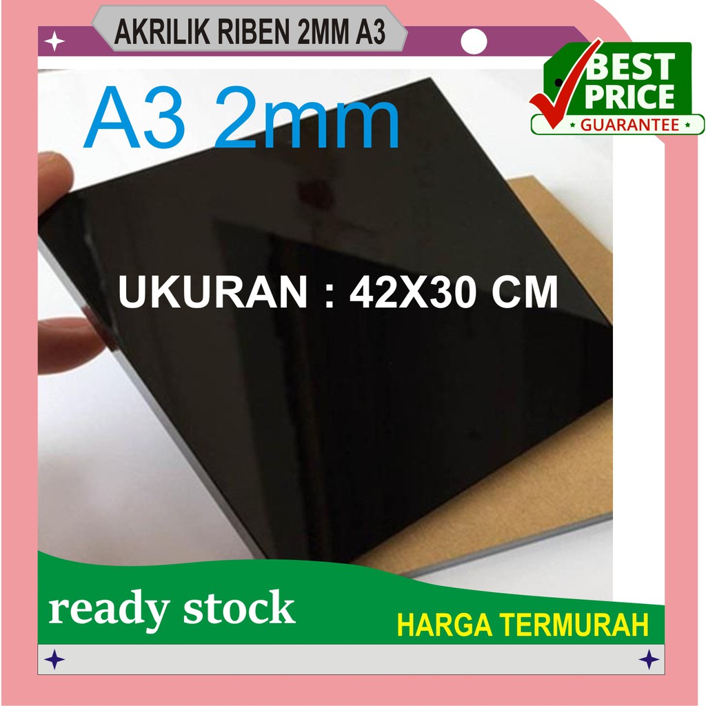 AKRILIK HITAM TRANSPARAN / MIKA HITAM TRANSPARAN 2MM A3 42X30CM