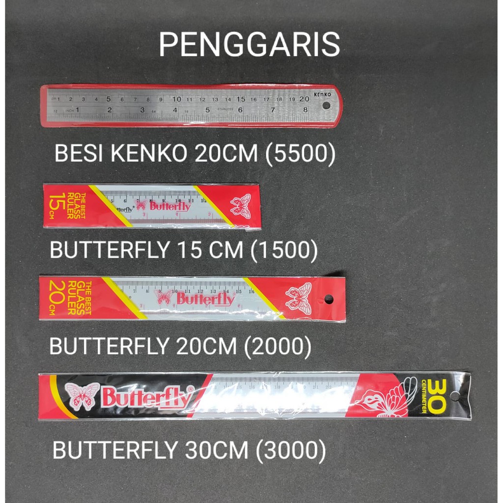 

PENGGARIS PANJANG PLASTIK BUTTERFLY BESI 15 CM 20 CM 30 CM