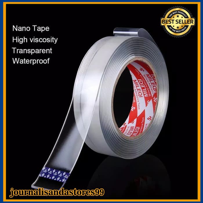 

Nano Magic 2mm x1m adhesive Tape Lakban Bening Double Tape Transparant