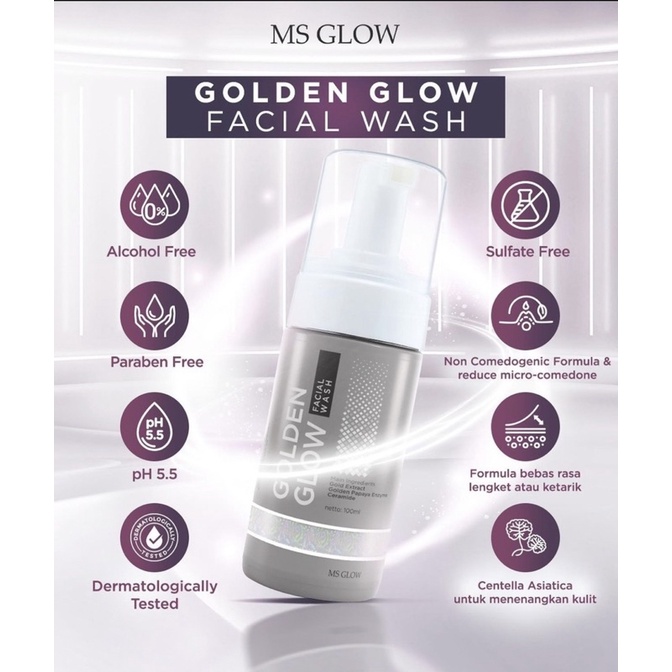 Ms Glow Facial Wash Golden | Sabun Cuci Muka Ms Glow Brightening